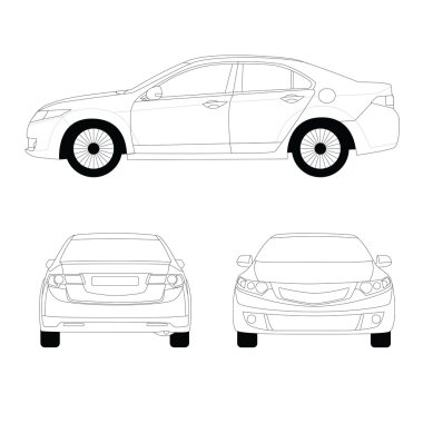 Large sport sedan line art vector illustration clipart