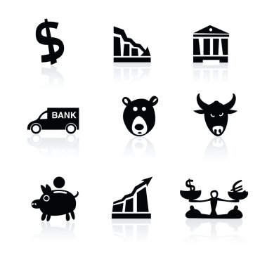 Bankacılık simgeleri çizilmiş Bölüm 1 el