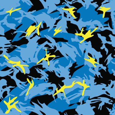 Winter safe blue and yellow seamless pattern