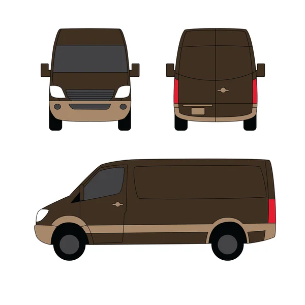 Lieferwagen braun drei Seiten Vektor Illustration — Stockvektor