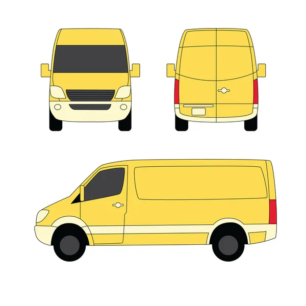 Entrega van amarillo tres lados vector ilustración — Vector de stock