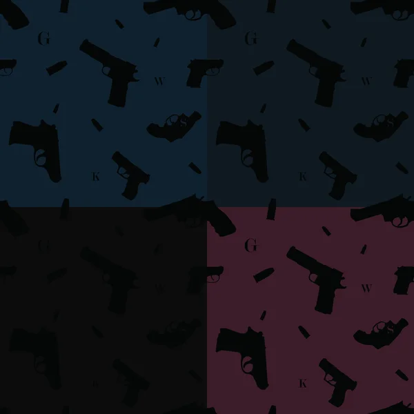 Nahtlose Muster Handfeuerwaffen vier Farben — Stockvektor