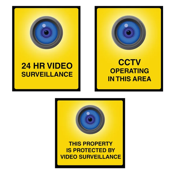 Vídeo vigilância câmera sinal olho azul — Vetor de Stock