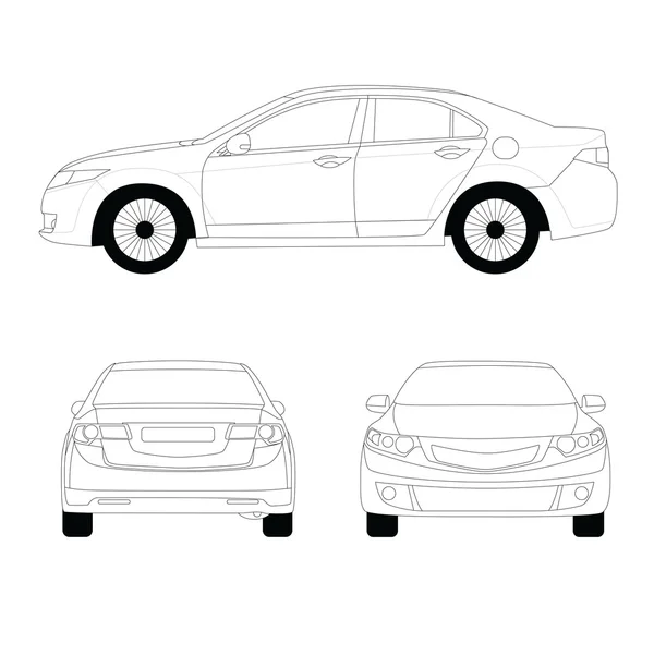 Large sport sedan line art vector illustration — Stock Vector