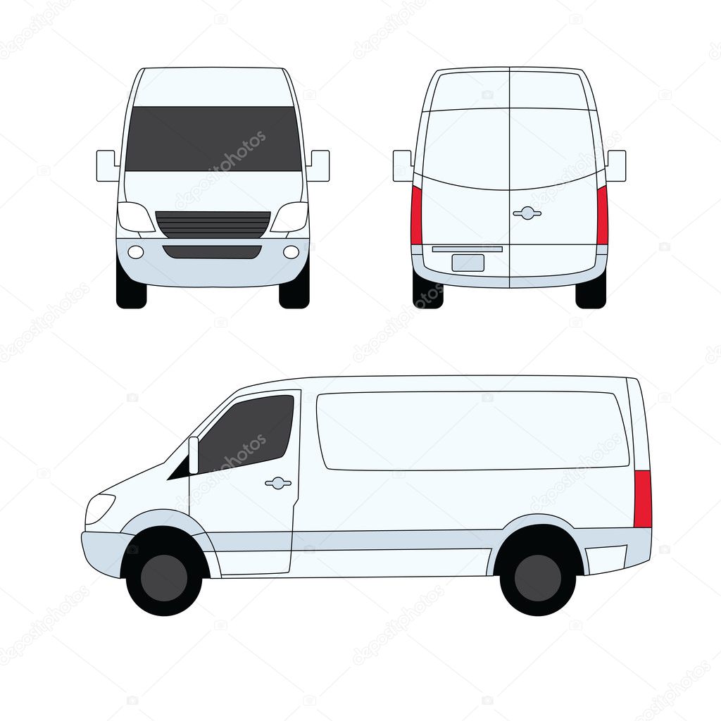 Delivery van white three sides vector illustration