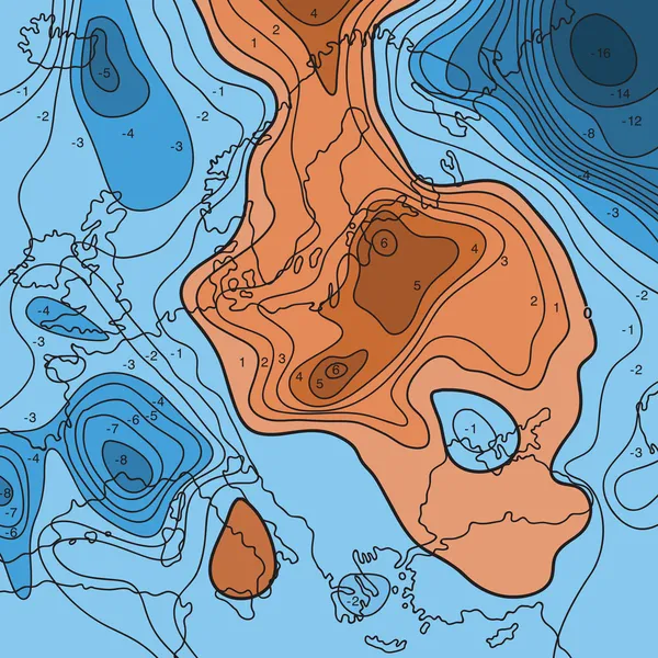 Karte, die den Temperaturfluss der Erde zeigt — Stockvektor
