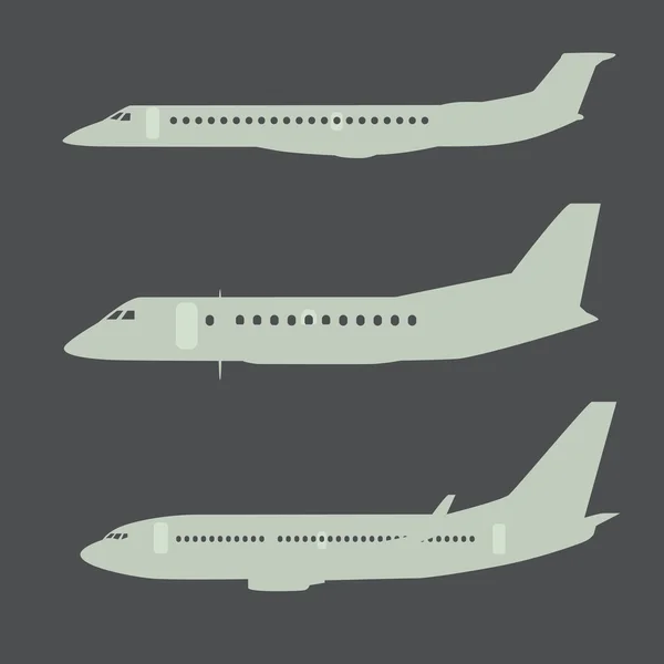 Flygplan silhuetter sida Visa del 2 — Stock vektor
