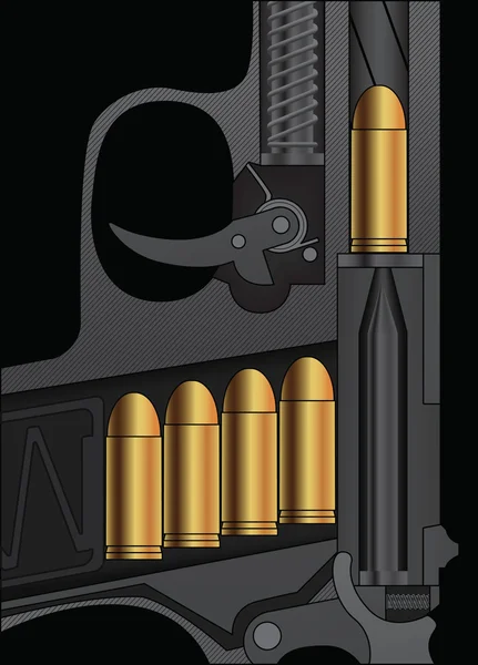 A handgun sectional drawing — Stock Vector