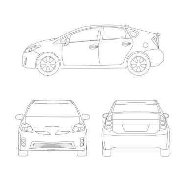 Medium size city car line art style vector illustration