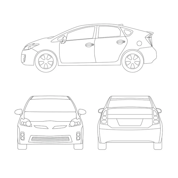 Medium size city car line art style illustrazione vettoriale — Vettoriale Stock