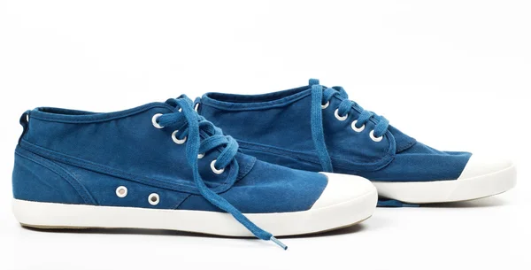 Um par de novos sapatos azuis — Fotografia de Stock