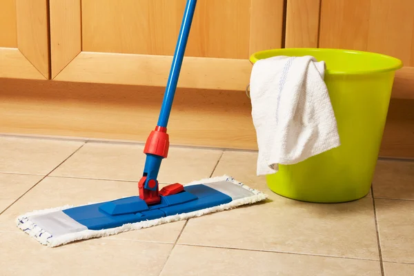 Ev temizliği ile paspas — Stok fotoğraf