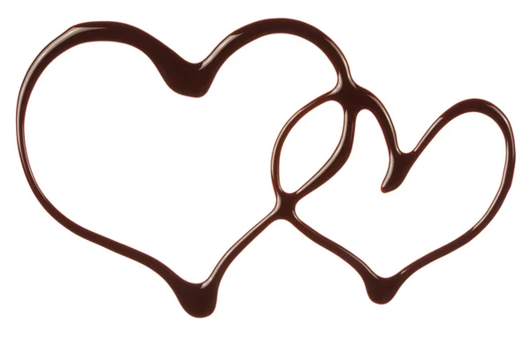 O coração é feito de xarope de chocolate — Fotografia de Stock