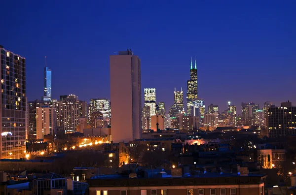 Chicago Skyline Twilight Seen Lincoln Park Neighborhood — Stock Photo, Image