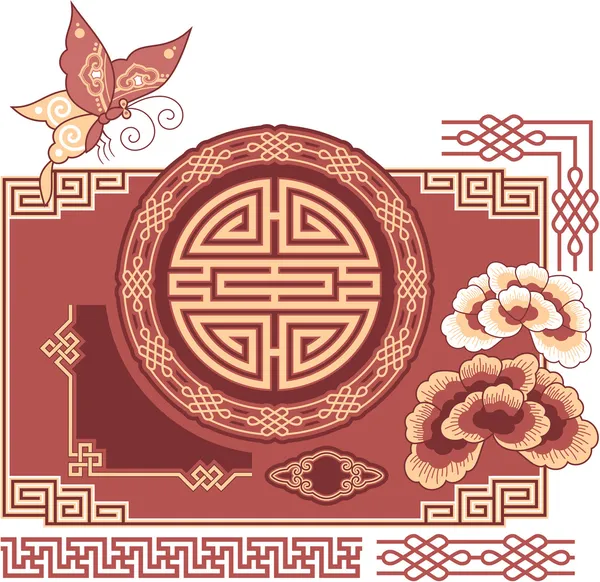 Набір східних китайських елементів дизайну — стоковий вектор