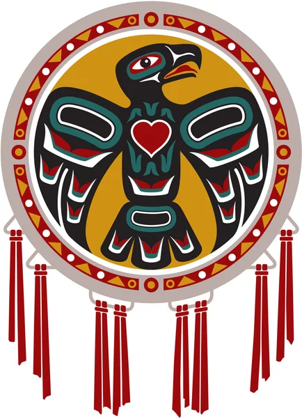 Tambour amérindien avec aigle — Image vectorielle