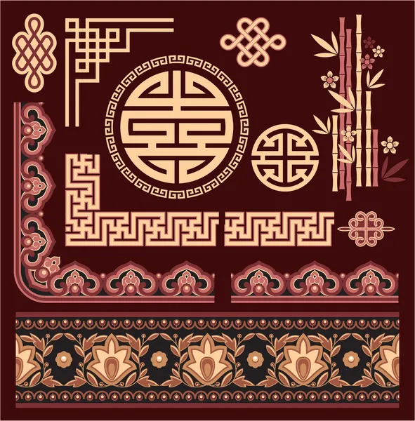 Ensemble d'éléments de motif oriental — Image vectorielle