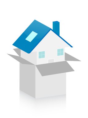 3d home in box clipart