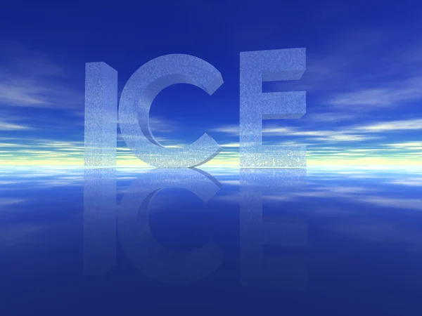 Das Wort Eis auf dem Wasser — Stockfoto