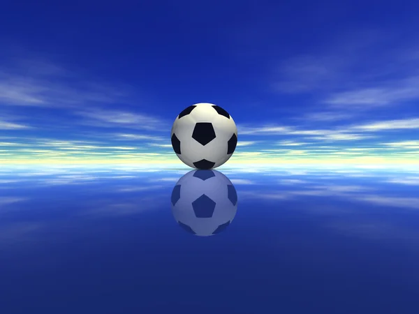 Ballon de football sur l'eau — Photo