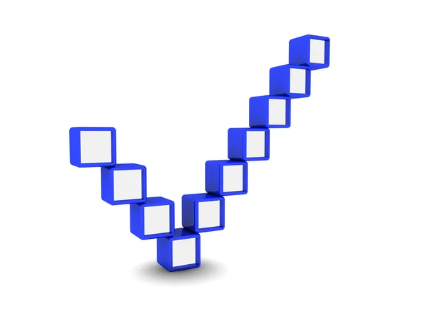 Accepteren symbool gemaakt van blauwe kubussen — Stockfoto