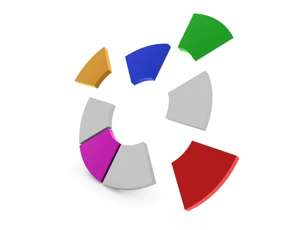 Cirkeldiagram segment maken van verschillen kleuren — Stockfoto