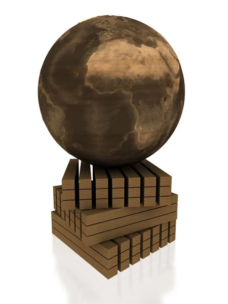 Globus auf Holz — Stockfoto