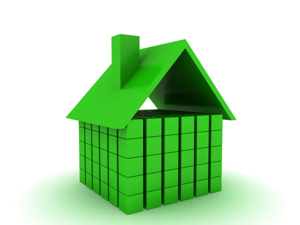 Zielony dom wykonany z kostki — Zdjęcie stockowe