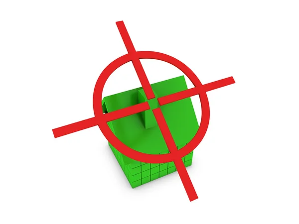Yeşil ev kırmızı hedefte — Stok fotoğraf