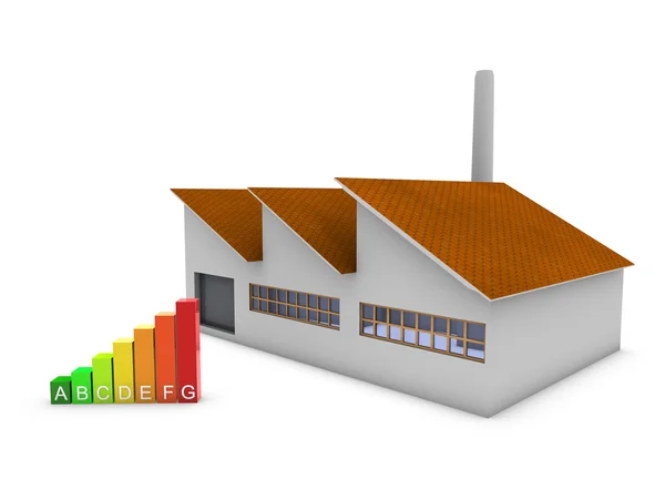 Moderne fabriek met energie grafiek — Stockfoto