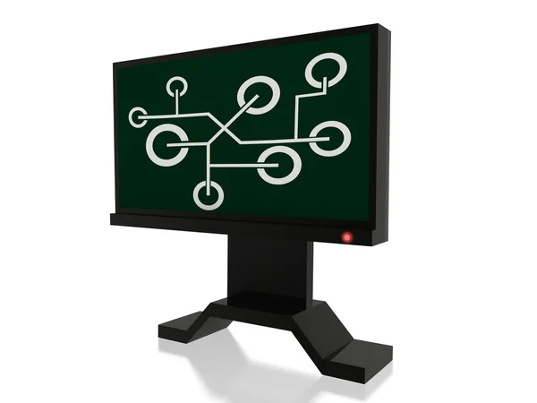 LCD met netwerk grafiek — Stockfoto