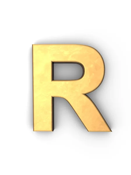 Γράμμα r χρυσή μέταλλο — Φωτογραφία Αρχείου