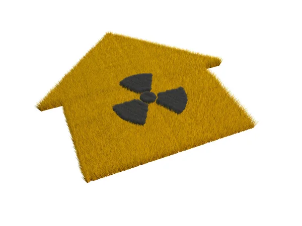 Casa com símbolo radioativo — Fotografia de Stock