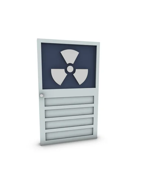 Радиоактивный символ на двери — стоковое фото
