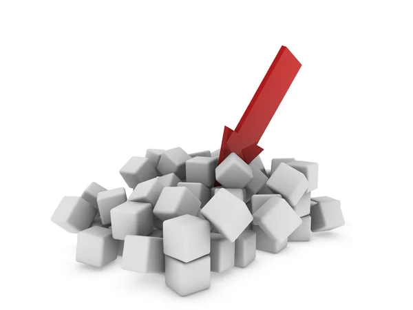 Red arrow on white cubes — Stock Photo, Image