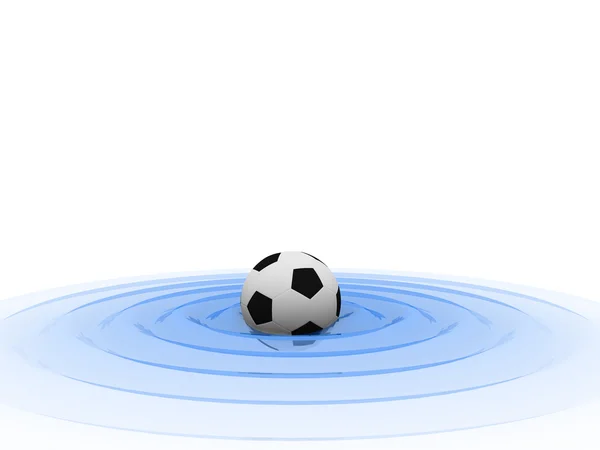 Pelota de fútbol en el agua — Foto de Stock