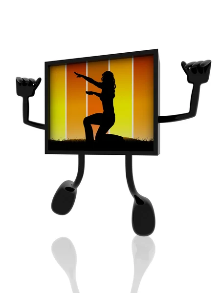 Akrobatické silueta na 3d nápisu — Stock fotografie