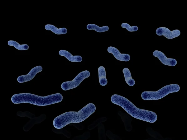 Bactérias isoladas em preto — Fotografia de Stock