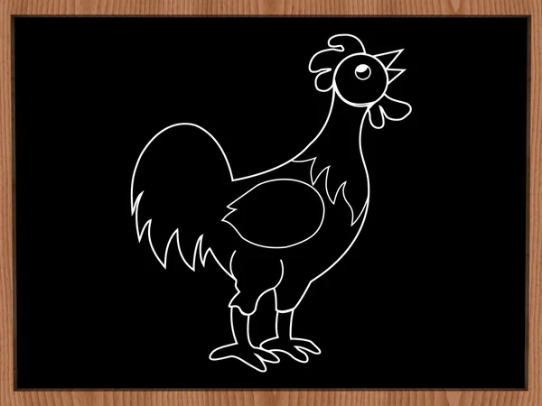 Rooster shape on blackboard — Stock Photo, Image