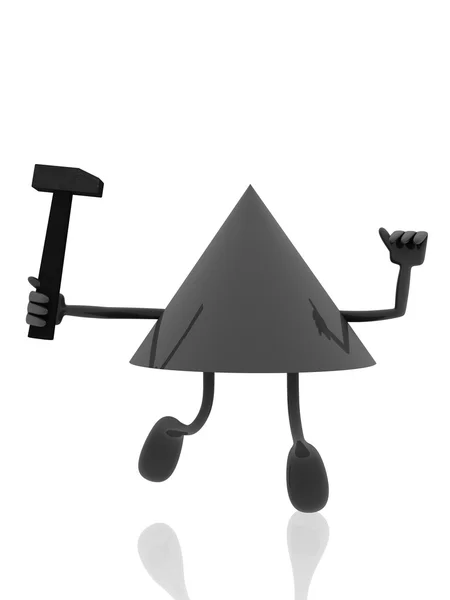 3D Figur mit Hammer — Stockfoto