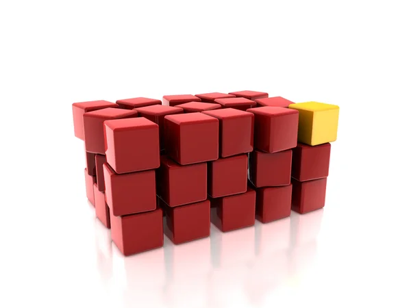 3d yellow cube make of difference — Stock Photo, Image