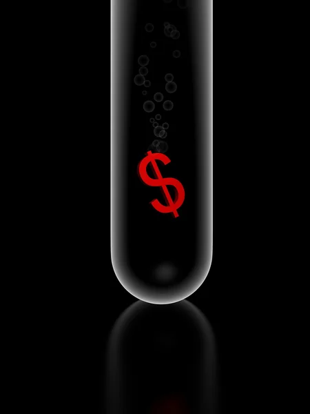 Dollaro in tubo di vetro — Foto Stock