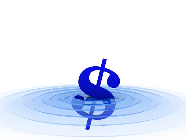 Symbol dolaru ve vodě — Stock fotografie