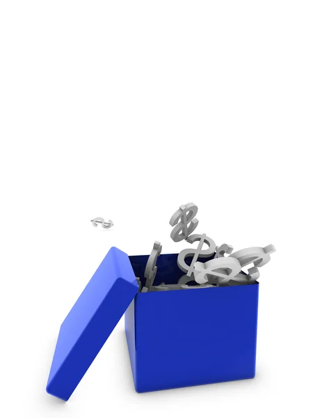 Dollars in blue box — Stock Photo, Image