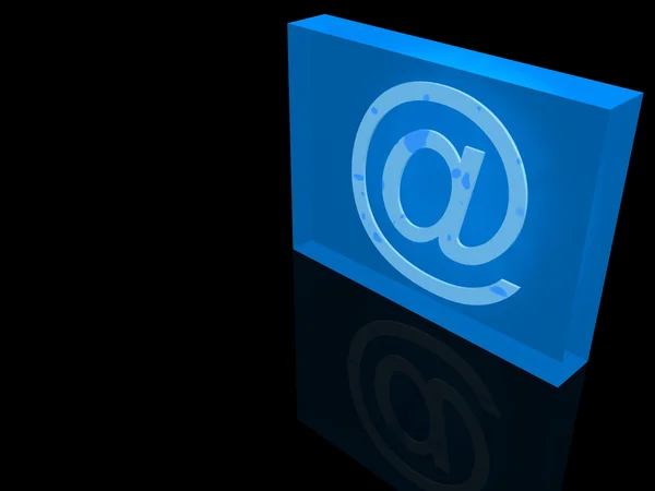 Email segno all'interno nel cubo di ghiaccio — Foto Stock