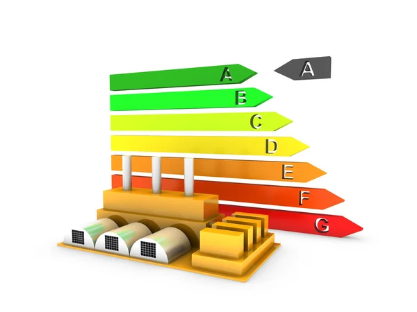 Modern factory with energy chart — Stock Photo, Image