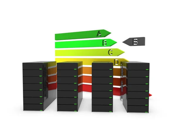 Server mit Energiediagramm — Stockfoto