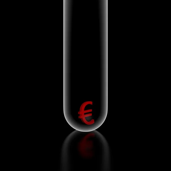 Euro en tubo de vidrio — Foto de Stock