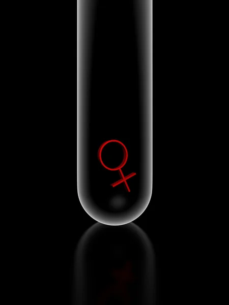 Female symbol in glass tube — Stock Photo, Image