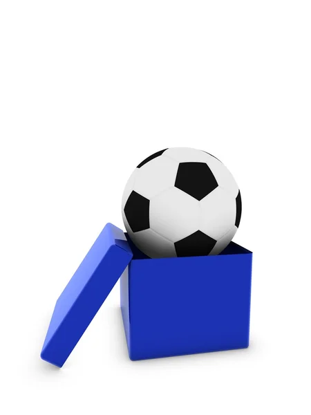 Bola de futebol na caixa — Fotografia de Stock